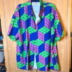 Colorful Geometric Men's Casual Button Down Shirt